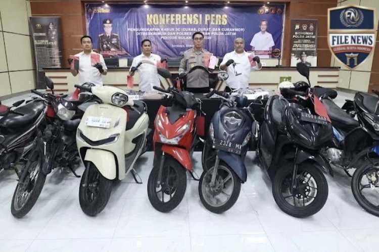 Polda Jatim (Ditreskrimum) Ungkap 195 Kasus dan 222 Tersangka Tindak Pidana (3C) Curat, Curas, Curanmor Periode Juni 2026