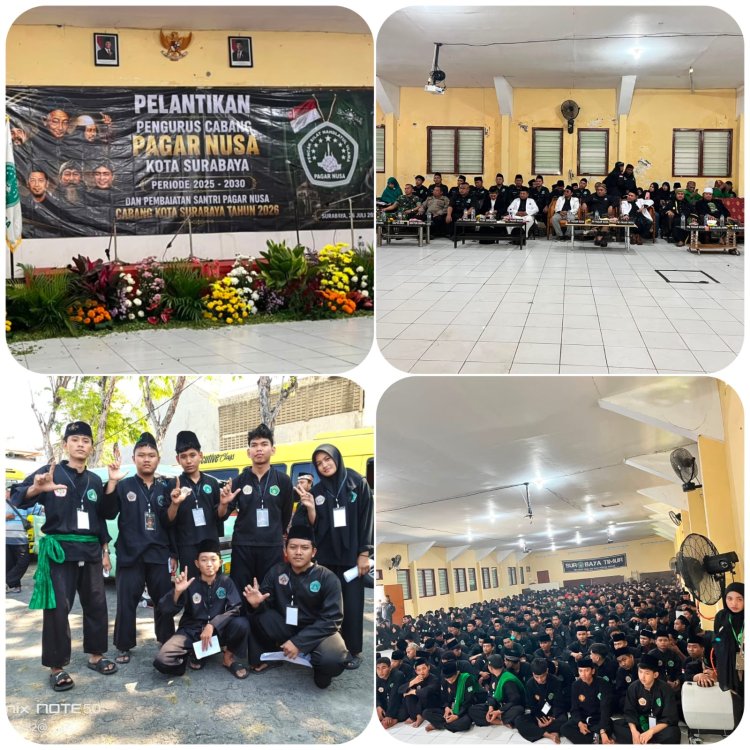 Pelantikan Pagar Nusa Surabaya: 7 Siswa Ranting Kodam V/Brawijaya PAC Wonokromo Warnai Pengesahan 485 Santri