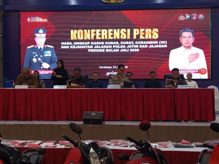 Polda Jatim Ditreskrimum Ungkap 178 Kasus (3C) Curat, Curas, Curanmor dan Kejahatan Jalanan Selama Juli 2026, 166 Tersangka Diamankan