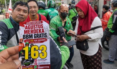 HUT Ke-81 BBM Gratis "Agustus Merdeka" Bantu 200 OJOL Surabaya