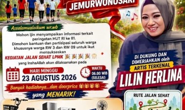 Jalan Sehat HUT RI Ke-81 LPMK Jemurwonosari dan RW 03 - RW 09, Indonesia, Berdaulat Adil dan Makmur, Acara di Dukung Artis Terkenal Lilin Herlina