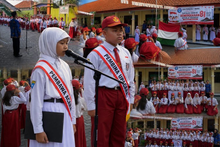 Upacara Bendera Kemerdekaan di SDN Pepelegi 1 Waru Sidoarjo berjalan khidmad