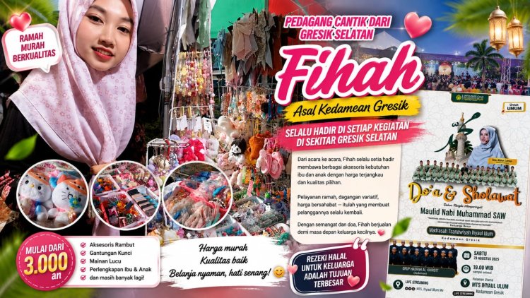 Pedagang Cantik dari Gresik Selatan, Fihah Tetap Semangat Berjualan di Tengah Ramainya Acara Maulid