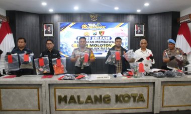 Polresta Malang Kota Gagalkan Rencana Kerusuhan Pasca - Aksi Damai, 12 Tersangka dan 4 Bom Molotov Diamankan