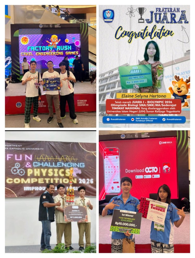 SMAK Frateran Surabaya Borong Empat Prestasi Nasional, Siswa Sukses Ukir Juara di Berbagai Kompetisi