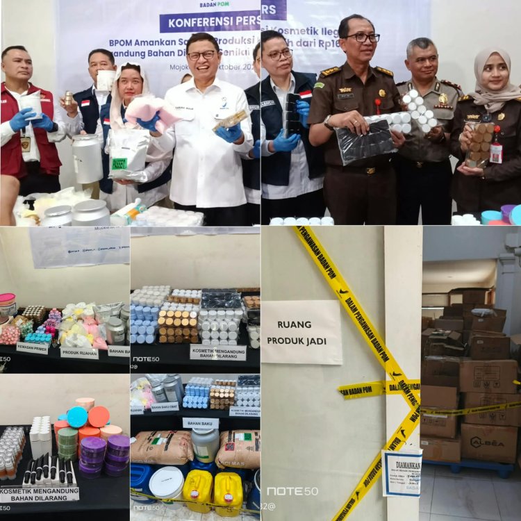 BPOM Bongkar Produksi Kosmetik Ilegal di Mojokerto, Barang Bukti Rp16,1 Miliar!